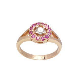 pierscionek zloty pink