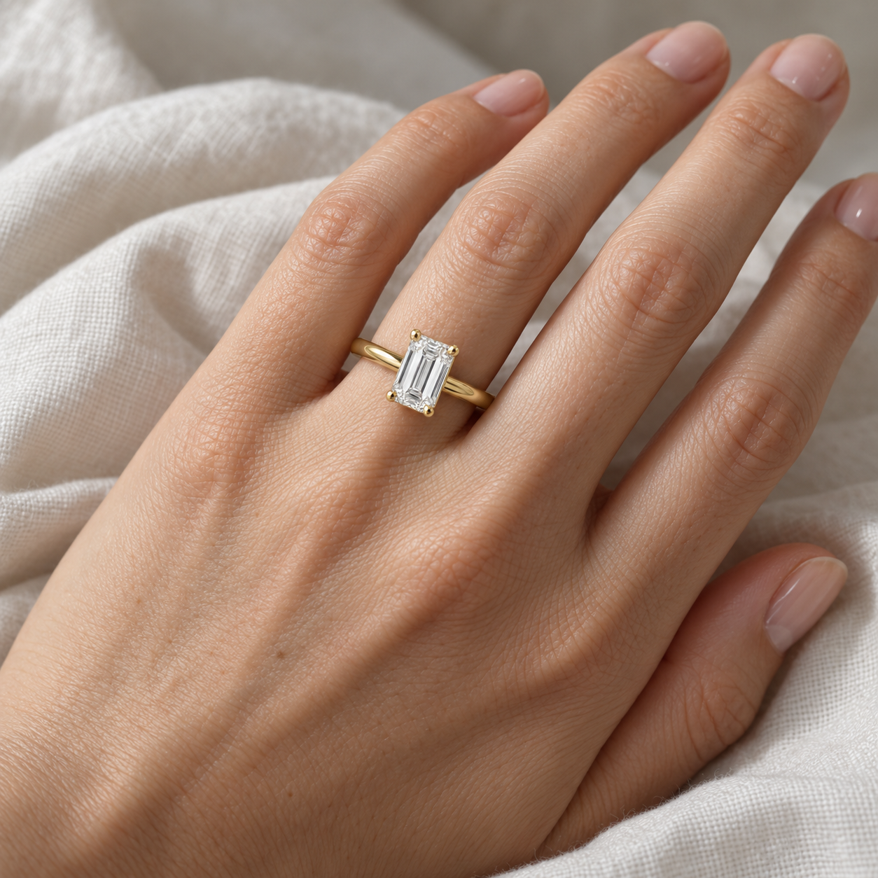 Emerald cut lab ring – diament laboratoryjny, Gold Commerce